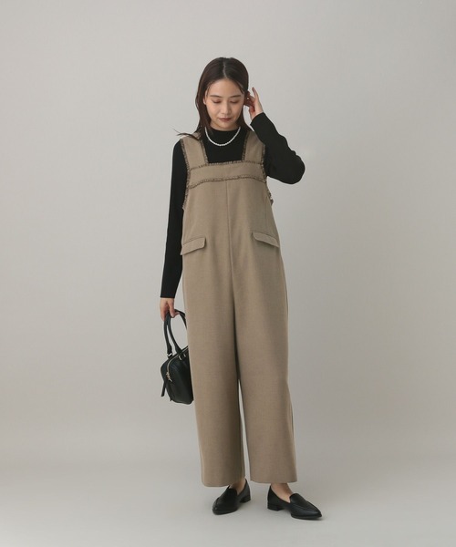 GLOBAL WORK（グローバルワーク）の「MATINEE LINE/ウールライク/サロペット/601544（サロペット/オーバーオール・レディース・ベージュ/ブラウン系9/ブラック・MEDIUM/LARGE）」の11枚目の写真