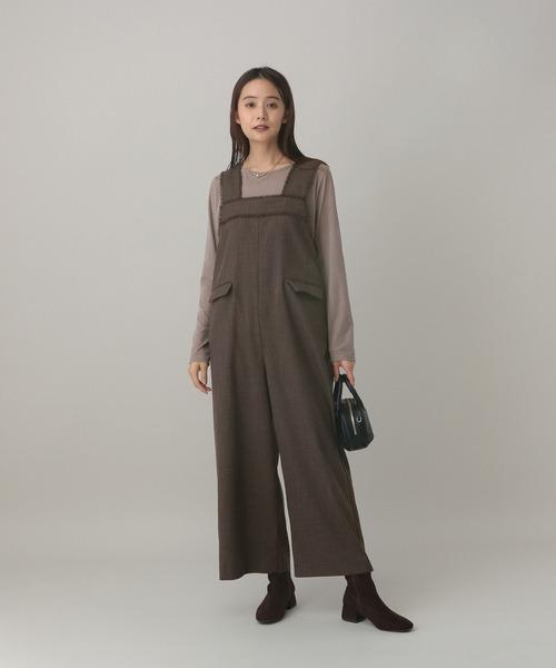 GLOBAL WORK（グローバルワーク）の「MATINEE LINE/ウールライク/サロペット/601544（サロペット/オーバーオール・レディース・ベージュ/ブラウン系9/ブラック・MEDIUM/LARGE）」の15枚目の写真