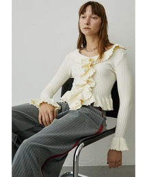 uyu. | フロントフリルリブニットトップス(Tシャツ/カットソー)