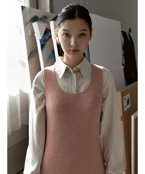 SINOON（シヌーン）の「ROUND NECK SLEEVELESS KNIT DRESS (PINK)（ワンピース・レディース・ピンク・FREE）」の2枚目の写真