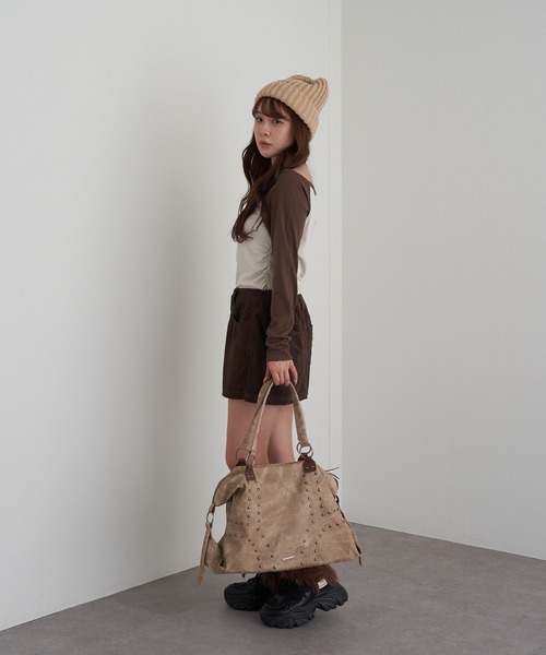 RAY CASSIN（レイカズン）の「【A4対応】スタッズ付トートバッグ（トートバッグ・レディース・ブラック/ブラウン/ベージュ・FREE）」の21枚目の写真