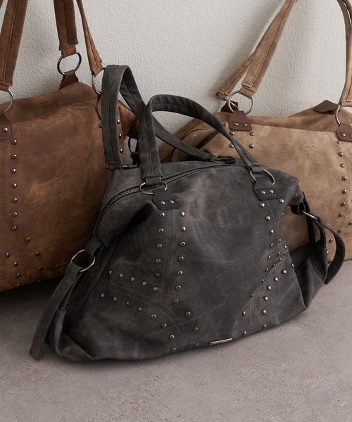 RAY CASSIN（レイカズン）の「【A4対応】スタッズ付トートバッグ（トートバッグ・レディース・ブラック/ブラウン/ベージュ・FREE）」の4枚目の写真