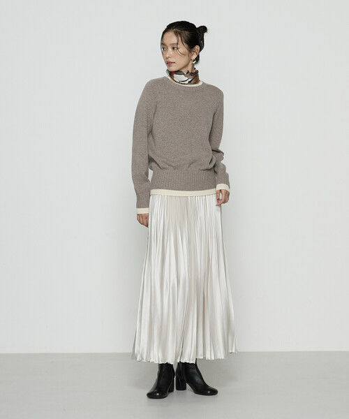 COMME CA（コムサ）の「カシミヤ混ウール バイカラーニット（ニット/セーター・レディース・モカ/チャコール/ラベンダー・11号/9号）」の8枚目の写真