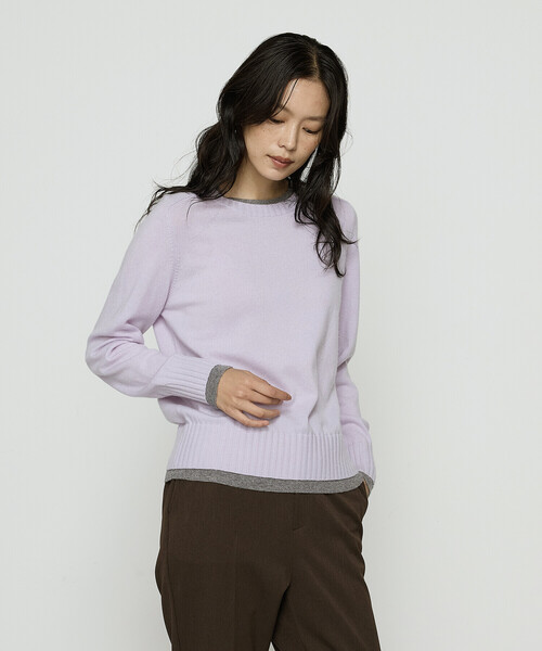 COMME CA（コムサ）の「カシミヤ混ウール バイカラーニット（ニット/セーター・レディース・モカ/チャコール/ラベンダー・11号/9号）」の13枚目の写真