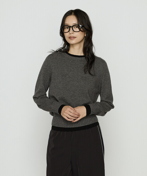 COMME CA（コムサ）の「カシミヤ混ウール バイカラーニット（ニット/セーター・レディース・モカ/チャコール/ラベンダー・11号/9号）」の6枚目の写真