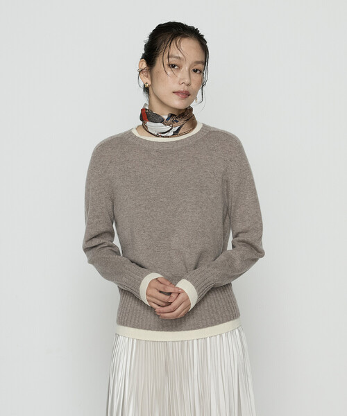 COMME CA（コムサ）の「カシミヤ混ウール バイカラーニット（ニット/セーター・レディース・モカ/チャコール/ラベンダー・11号/9号）」の10枚目の写真