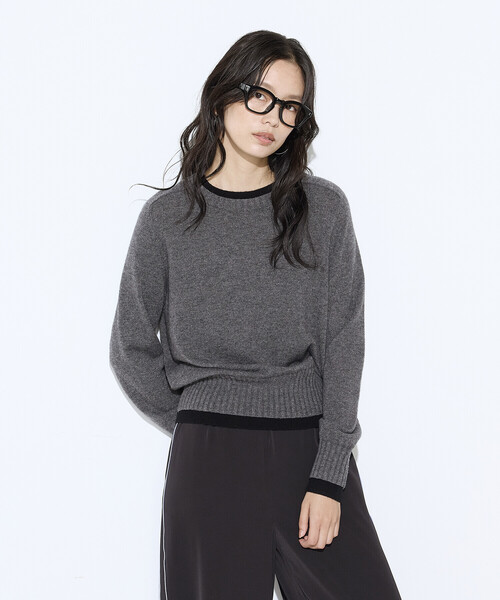 【美品】COMME CA COLLECTION コムサ セーター セール】カシミヤ混ウール バイカラーニット（ニット/セーター