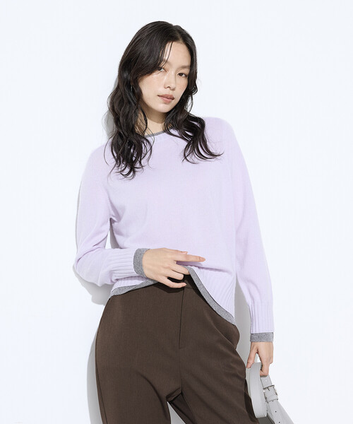 セール】カシミヤ混ウール バイカラーニット（ニット/セーター