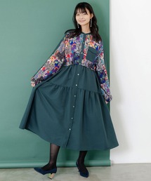 ScoLar（スカラー）の「153679：総柄ワッシャーティアードシャツワンピース（シャツワンピース）」