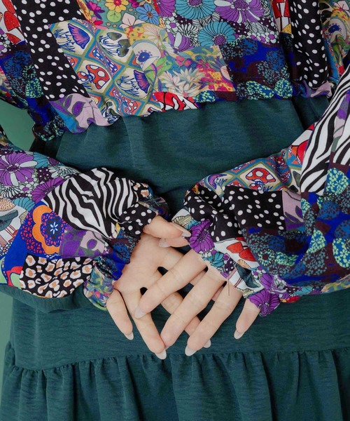 ScoLar（スカラー）の「153679：総柄ワッシャーティアードシャツワンピース（シャツワンピース・レディース・グリーン/ブラウン/ブラック・M）」の11枚目の写真