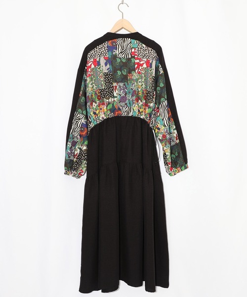 ScoLar（スカラー）の「153679：総柄ワッシャーティアードシャツワンピース（シャツワンピース・レディース・グリーン/ブラウン/ブラック・M）」の12枚目の写真