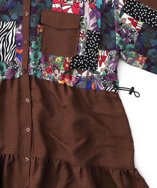 ScoLar（スカラー）の「153679：総柄ワッシャーティアードシャツワンピース（シャツワンピース・レディース・グリーン/ブラウン/ブラック・M）」の21枚目の写真