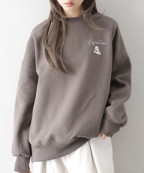 SpRay（スプレイ）の「裏起毛カフェおばけスウェット（スウェット・レディース・ブルー/アイボリー/カーキ/オートミール/スミクロ・FREE）」の8枚目の写真