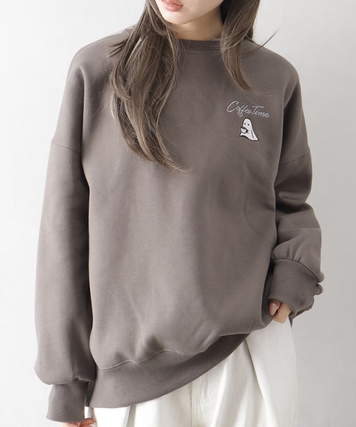 SpRay（スプレイ）の「裏起毛カフェおばけスウェット（スウェット・レディース・ブルー/アイボリー/カーキ/オートミール/スミクロ・FREE）」の9枚目の写真