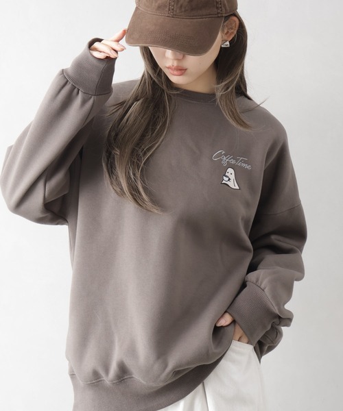 SpRay（スプレイ）の「裏起毛カフェおばけスウェット（スウェット・レディース・ブルー/アイボリー/カーキ/オートミール/スミクロ・FREE）」の11枚目の写真