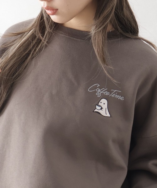 SpRay（スプレイ）の「裏起毛カフェおばけスウェット（スウェット・レディース・ブルー/アイボリー/カーキ/オートミール/スミクロ・FREE）」の12枚目の写真