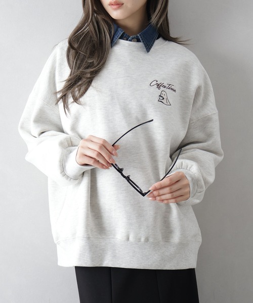 SpRay（スプレイ）の「裏起毛カフェおばけスウェット（スウェット・レディース・ブルー/アイボリー/カーキ/オートミール/スミクロ・FREE）」の16枚目の写真
