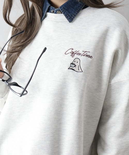 SpRay（スプレイ）の「裏起毛カフェおばけスウェット（スウェット・レディース・ブルー/アイボリー/カーキ/オートミール/スミクロ・FREE）」の18枚目の写真