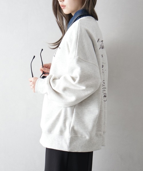 SpRay（スプレイ）の「裏起毛カフェおばけスウェット（スウェット・レディース・ブルー/アイボリー/カーキ/オートミール/スミクロ・FREE）」の20枚目の写真