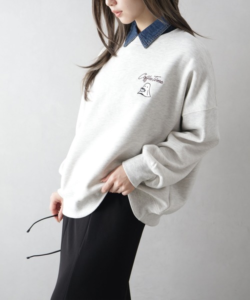 SpRay（スプレイ）の「裏起毛カフェおばけスウェット（スウェット・レディース・ブルー/アイボリー/カーキ/オートミール/スミクロ・FREE）」の22枚目の写真
