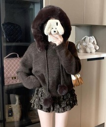 Nia | Nia(ニア)/ボリュームファー　ポンポン付き　ニットトップス(ニット/セーター)