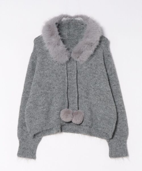 Nia（ニア）の「Nia(ニア)/ボリュームファー　ポンポン付き　ニットトップス（ニット/セーター・レディース・ブラウン/グレー/アイボリー・FREE）」の17枚目の写真