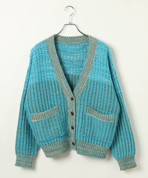 BAYFLOW（ベイフロー）の「【HEREIAM】春にも活躍！/ブロッキングMIXカーディガン（ニット/セーター・レディース・ターコイズブルー/ラベンダー・FREE）」の15枚目の写真