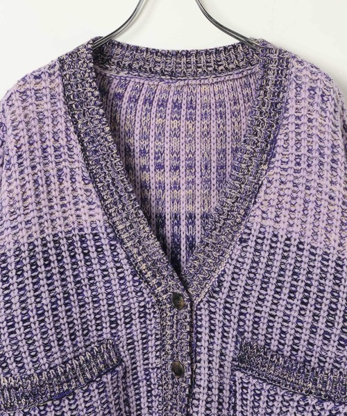 BAYFLOW（ベイフロー）の「【HEREIAM】春にも活躍！/ブロッキングMIXカーディガン（ニット/セーター・レディース・ターコイズブルー/ラベンダー・FREE）」の18枚目の写真