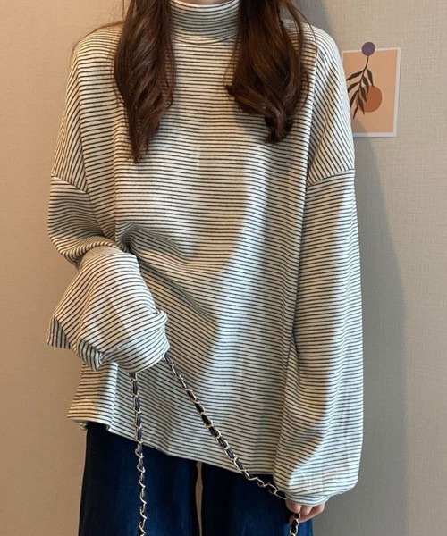 SallyLunn(サリーラン)の「細ボーダーハイネックロングカットソー(Tシャツ/カットソー・レディース・ブラック/ブラウン/ホワイト・LARGE/MEDIUM)」の22枚目の写真