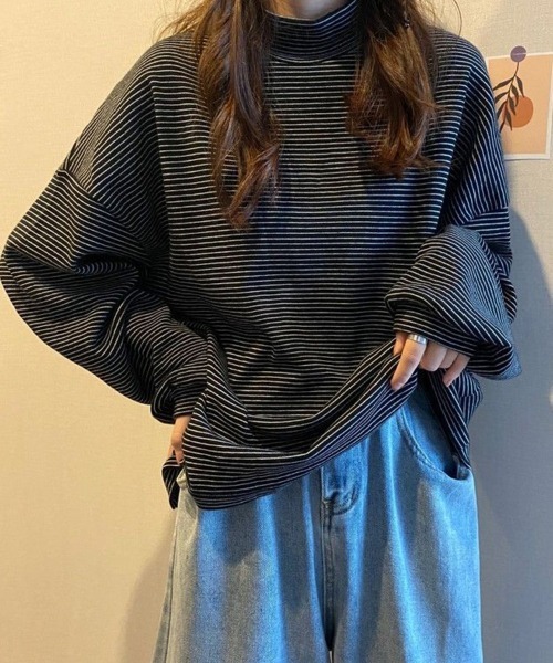 SallyLunn(サリーラン)の「細ボーダーハイネックロングカットソー(Tシャツ/カットソー・レディース・ブラック/ブラウン/ホワイト・LARGE/MEDIUM)」の17枚目の写真