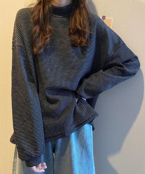 SallyLunn(サリーラン)の「細ボーダーハイネックロングカットソー(Tシャツ/カットソー・レディース・ブラック/ブラウン/ホワイト・LARGE/MEDIUM)」の20枚目の写真