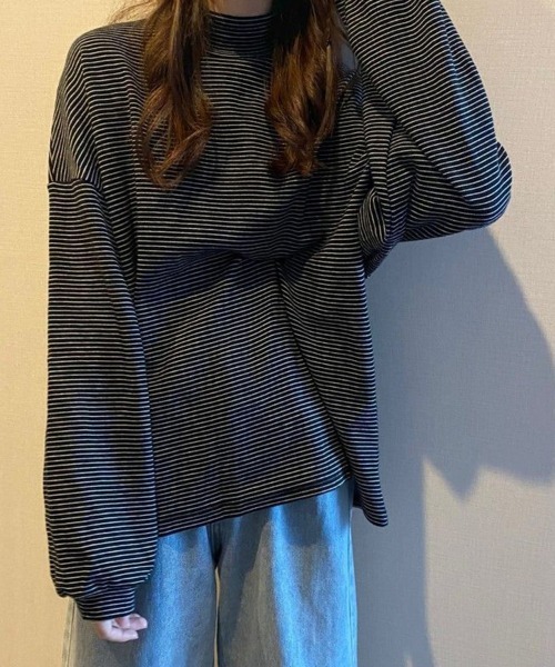SallyLunn(サリーラン)の「細ボーダーハイネックロングカットソー(Tシャツ/カットソー・レディース・ブラック/ブラウン/ホワイト・LARGE/MEDIUM)」の21枚目の写真