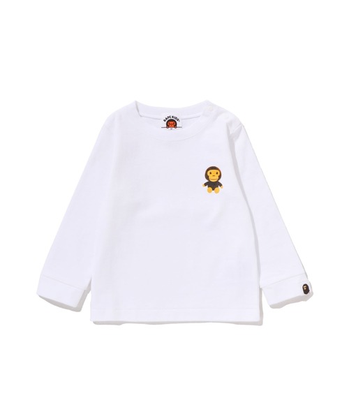 A BATHING APE(アベイシングエイプ)の「MILO PLUSH DOLL ONE POINT LS TEE(Tシャツ/カットソー・キッズ・ブラック/ホワイト/グリーン/ピンク/オレンジ・80)」の3枚目の写真