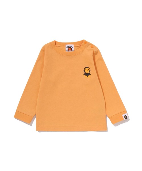 A BATHING APE(アベイシングエイプ)の「MILO PLUSH DOLL ONE POINT LS TEE(Tシャツ/カットソー・キッズ・ブラック/ホワイト/グリーン/ピンク/オレンジ・80)」の2枚目の写真