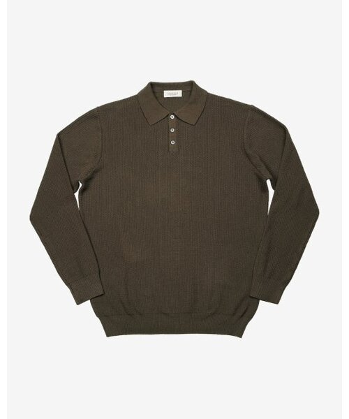 16G Texture Polo Knit (Khaki Brown)