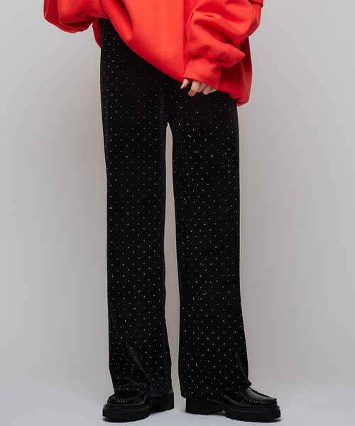 ベロアビジューパンツ/リラックスパンツ（その他パンツ）｜Narcissus