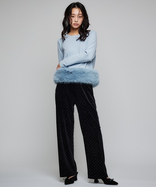 ベロアビジューパンツ/リラックスパンツ（その他パンツ）｜Narcissus