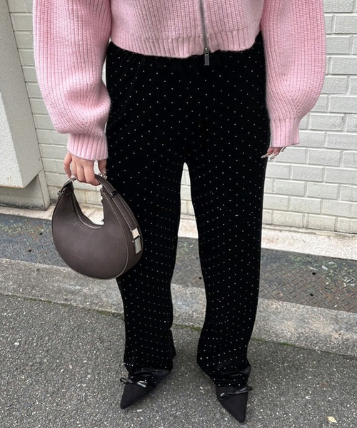 ベロアビジューパンツ/リラックスパンツ（その他パンツ）｜Narcissus