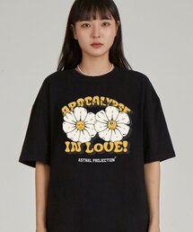 アポカリプスデイジー ラウンドネック 40番手ダブルウィーブコットン半袖Tシャツ_ブラック