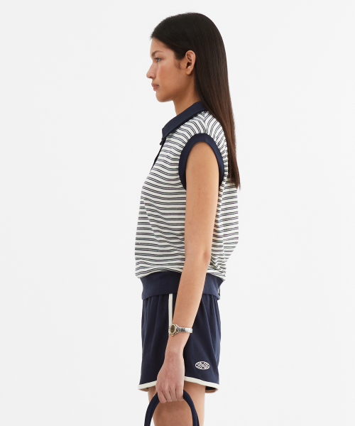 Color Combination Stripe Sleeveless_Navy