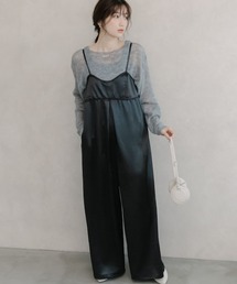 高身長 サテンビスチェキャミオールインワン(トールサイズ)Essenave
