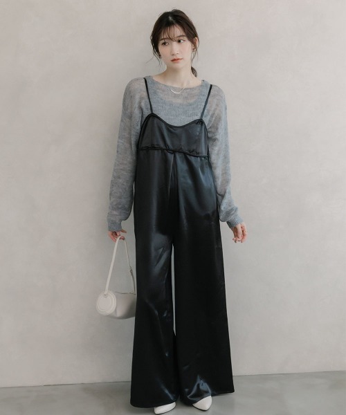slattgir（スラットジール）の「高身長　サテンビスチェキャミオールインワン（トールサイズ）Essenave（つなぎ/オールインワン・レディース・ブラック/シャンパン・TM/TL/TLL/T3L）」の9枚目の写真