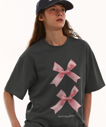 トゥワイスリボンオーバーサイズTシャツ(ダークグレー)
