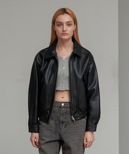 フォックスレザーボリュームジャケット（ブラック）