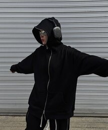 CLACO（クラコ）の「フェイスフルフードジップアップ（ブラック）（パーカー）」