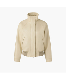 KUME（クメ）の「Faux Leather Blouson Jumper, Ivory（ライダースジャケット）」