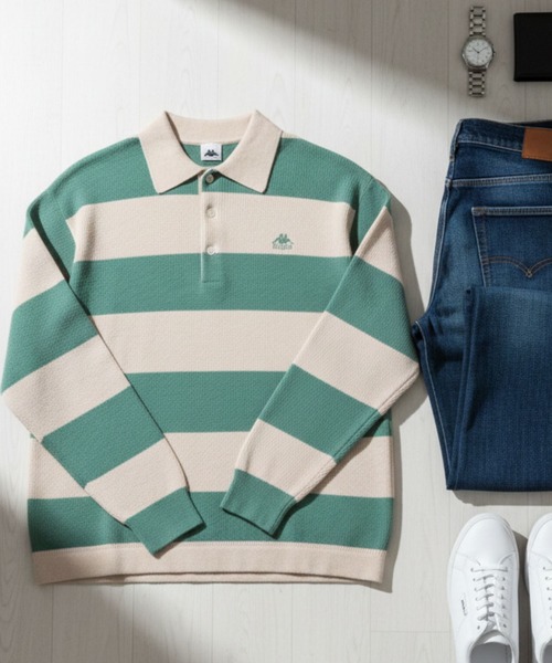 Kappa(カッパ)の「≪Kappa×and ST ウェルネスクラブ≫ニットポロシャツ (ユニセックス)(ポロシャツ・レディース・ブラック/ホワイト/グリーン/オレンジ・LARGE/MEDIUM/SMALL)」の22枚目の写真