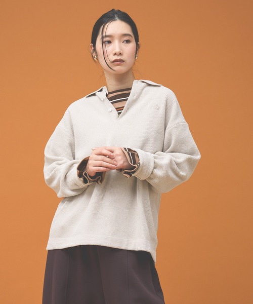 Kappa(カッパ)の「≪Kappa×and ST ウェルネスクラブ≫ニットポロシャツ (ユニセックス)(ポロシャツ・レディース・ブラック/ホワイト/グリーン/オレンジ・LARGE/MEDIUM/SMALL)」の9枚目の写真