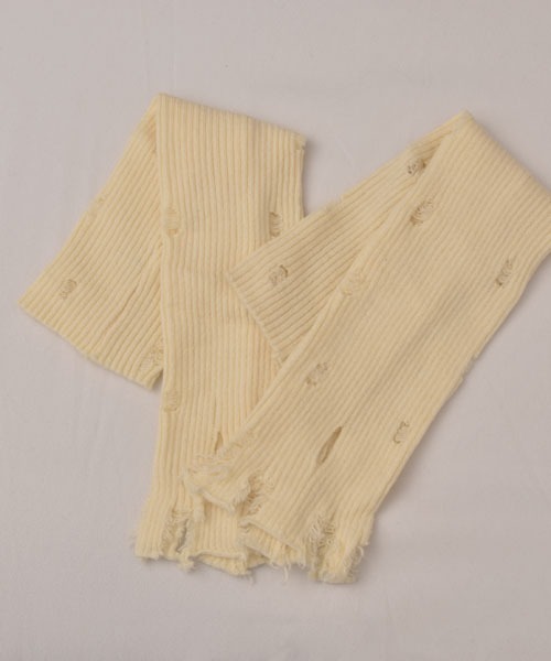 VIBGYOR Women（ヴィブジョー　ウィメン）の「【float】《推し活/推しカラー/メンカラ》無地 リブニット ダメージデザイン アームカバー /アームウォーマー【8色展開】（アームカバー・レディース・ブラック/グレー/ホワイト/ピンク/レッド/チャコール/パープル/イエロー・FREE）」の10枚目の写真