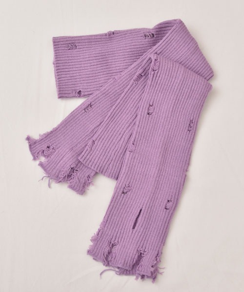 VIBGYOR Women（ヴィブジョー　ウィメン）の「【float】《推し活/推しカラー/メンカラ》無地 リブニット ダメージデザイン アームカバー /アームウォーマー【8色展開】（アームカバー・レディース・ブラック/グレー/ホワイト/ピンク/レッド/チャコール/パープル/イエロー・FREE）」の18枚目の写真